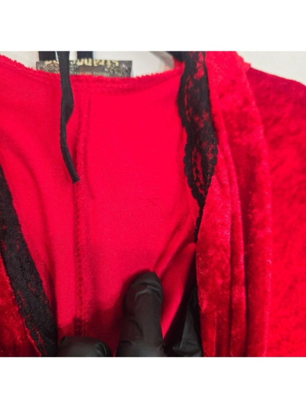 Strangeling Red Riding Hood Costume Dress Youth Large Velvet Gothic Cosplay - Picture 8 of 10